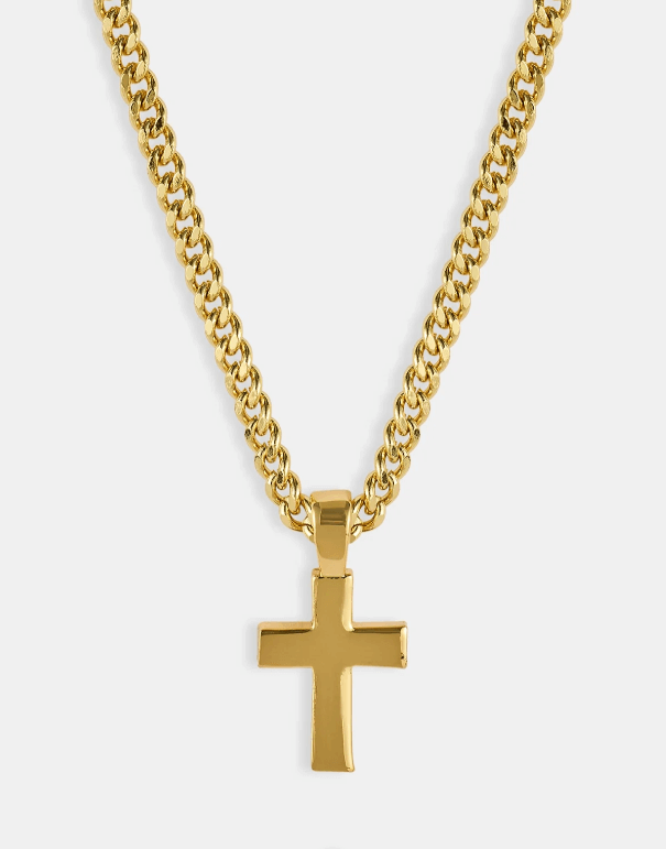 Cross Cuban Chain 3mm Gold - Designer Jewelry
